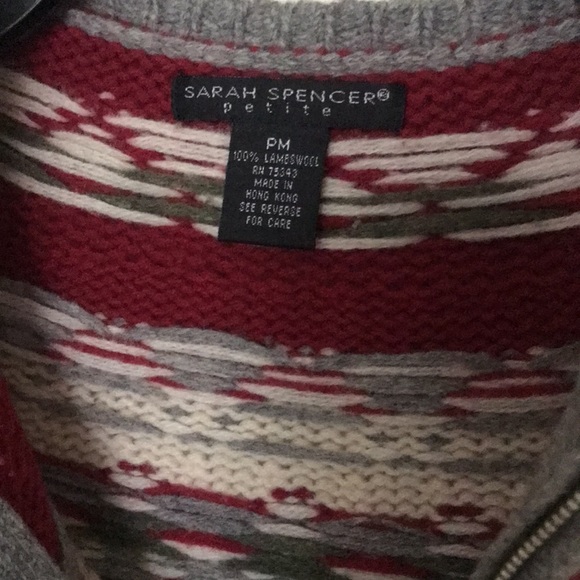 Vintage Sarah Spencer 100% lamb wool pattern style sweater cardigan - Picture 4 of 8